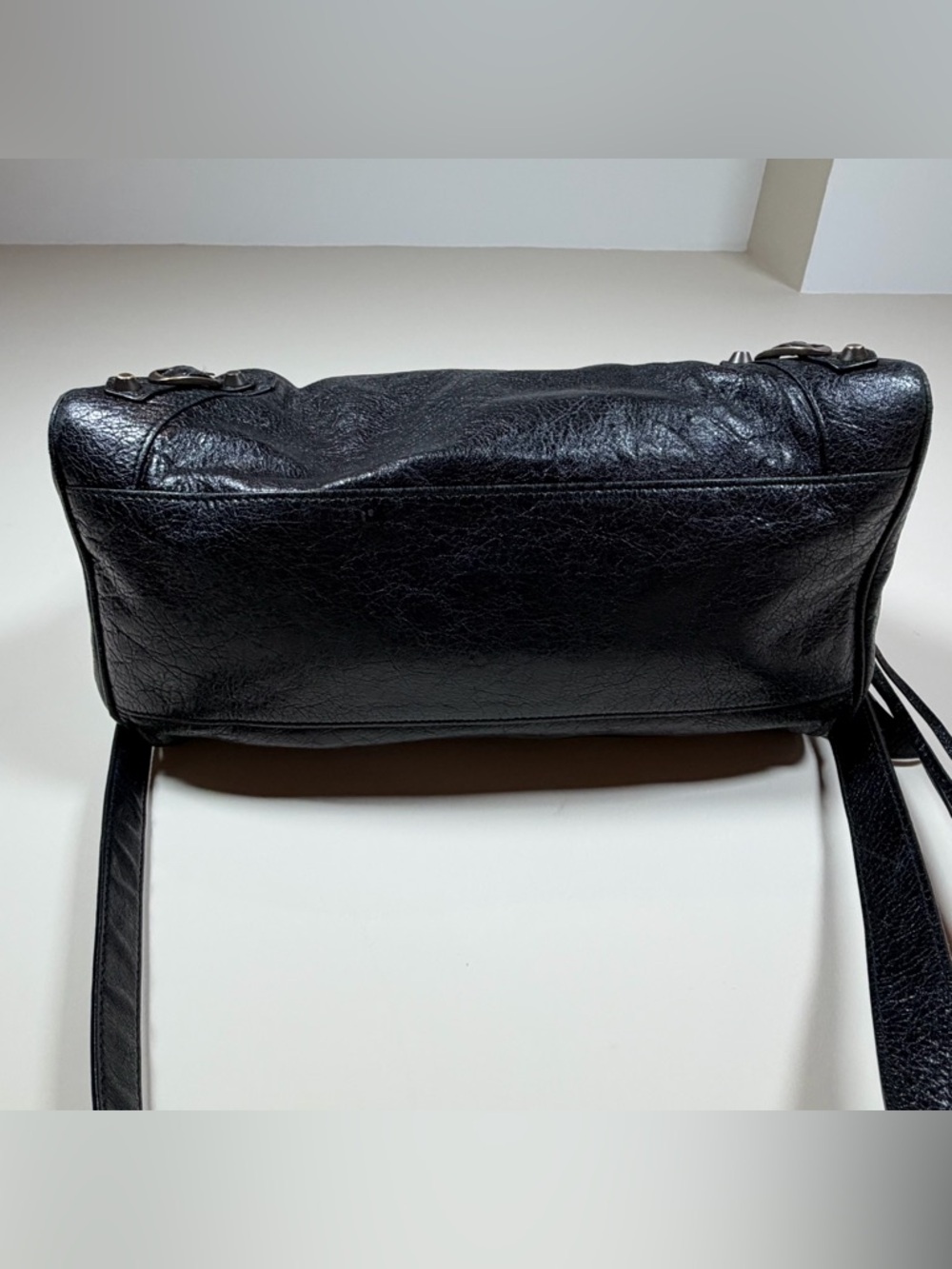 Balenciaga Classic Velo Black Leather Bag Aged Brass Moto Crossbody - Picture 12 of 16